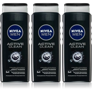 Nivea Men Active Clean sprchový gel pro muže 3 x 500 ml (výhodné balení)