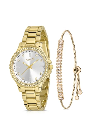 Polo Air Luxury Single Row Women's Wristwatch Zircon Stone Baguette Bracelet Combination Gold Color