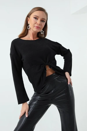 Lafaba Women's Black Knitted Sweater with Accessory Detail