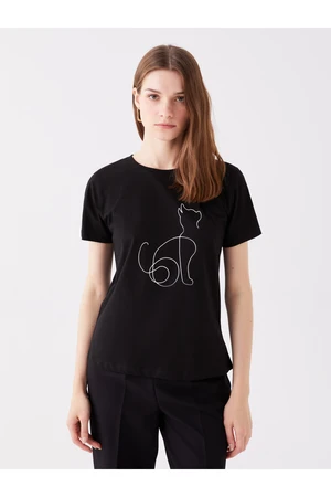 LC Waikiki Women's Crew Neck Printed Short Sleeved T-Shirt
