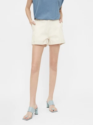 Cream denim shorts . OBJECT Penny - Women