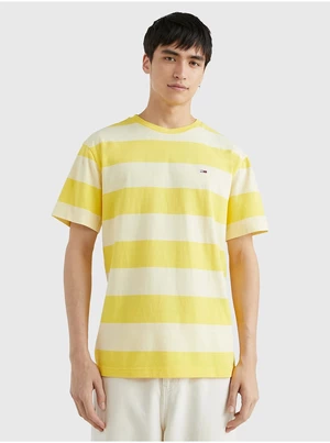 Light Yellow Mens Striped T-Shirt Tommy Jeans - Men