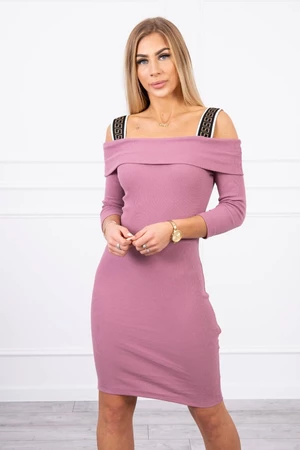 Dress with wide shoulder straps dark pink