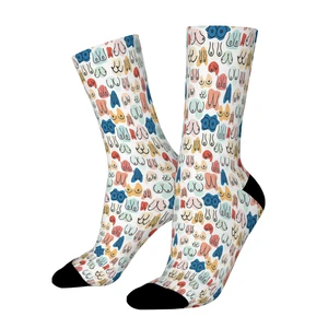 Colorful BOOBS Straight Socks Male Mens Women Autumn Stockings Polyester Harajuku