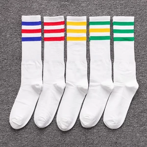 Men's street shooting with long tube socks stripes white and black solid color cotton high tube to help fashion trendy sports