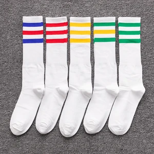 Men's street shooting with long tube socks stripes white and black solid color cotton high tube to help fashion trendy sports