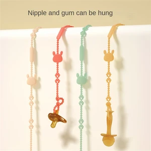 Anti-drop Silicone Pacifier Chain Clip Baby Teether Chain Food Grade Molar Stick Kids Toy Anti-lost Lanyard Pacifier Accessories