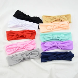 1PCS 25 Colors Solid Elastic Baby Girls Bowknot Headband Rabbit Ears Bows Newborn Toddler Stretchy Headwraps Birthday Gifts