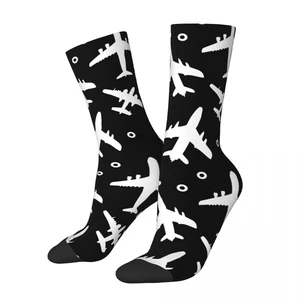 Aviation Flying Airplanes Socks Men Women Fashion Socks Novelty Spring Summer Autumn Winter Middle Tube Stockings Gifts