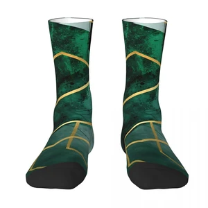 Emerald Green Geo Sock Socks Men Women Polyester Stockings Customizable Funny