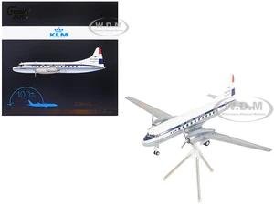 Convair CV-340 Commercial Aircraft "Royal Dutch Airlines - The Flying Dutchman" White with Dark Blue Stripes "Gemini 200" Series 1/200 Diecast Model