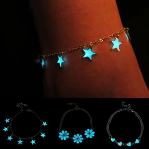 Fashion Anklets For Women Little Star Heart Flower Glow in the Dark Ankle 2021 Bracelet On Leg Foot Summer Beach Jewelry