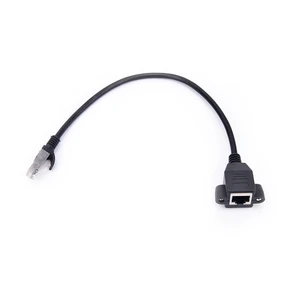 Ethernet LAN Network Extension Cable JETTING New 30cm RJ45 Cable Male to Female Screw Panel Mount