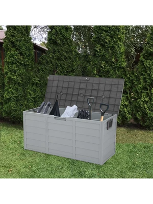 75gal 260L Outdoor Garden Plastic Storage Deck Box Chest Tools Cushions Toys Lockable Seat storage box