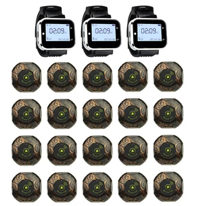 JINGLE BELLS 20 Calling Buttons+3 Watch Pager receiver Restaurant, cafe, bar Call Bell Wireless Guest Calling System