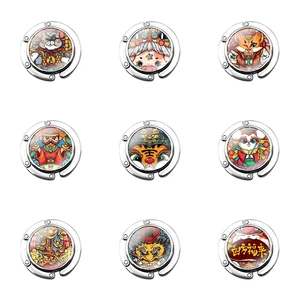 Chinese best wishes Cute Creative Fashion Design Foldable Purse Hook for Women's Table Handbag Storage Folding Decor Table Hook