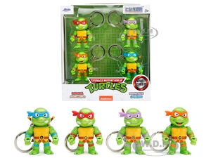 Set of 4 Diecast Figure Key Chains "Teenage Mutant Ninja Turtles" TV Series "Metalfigs" Series Diecast Models by Jada