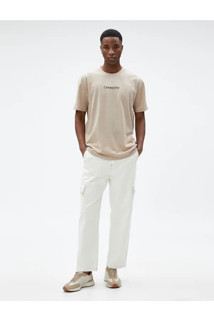 Koton Oversized T-Shirt with a slogan printed, Crew Neck Short Sleeves.