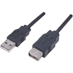 Manhattan #####USB-Kabel USB 2.0 #####USB-A Stecker, #####USB-A Buchse 1.80 m čierna pozlátené kontakty, UL certifikácia