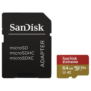 Pamäťová karta SanDisk Micro SDXC Extreme 64GB UHS-I U3 (160R/60W) + adapter (SDSQXA2-064G-GN6MA) pamäťová karta microSD • kapacita 64 GB • čítania 16