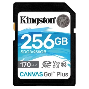 Pamäťová karta Kingston Canvas Go! Plus SDXC 256GB UHS-I U3 (170R/90W) (SDG3/256GB) pamäťová karta SD • kapacita 256 GB • trieda UHS 3 (U3) a 30 (V30)