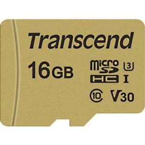 Paměťová karta microSDHC, 16 GB, Transcend Premium 500S, Class 10, UHS-I, UHS-Class 3, v30 Video Speed Class, vč. SD adaptéru