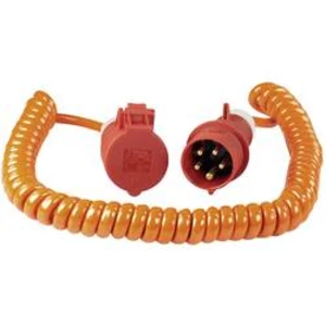 Prodlužovací spirálový CEE kabel AS Schwabe, 5 m, oranžová, červená