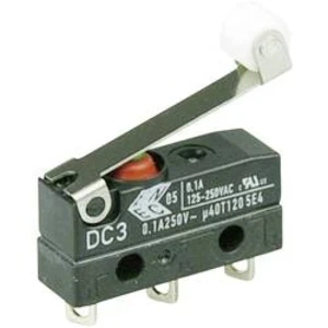 Mikrospínač s rolnou Cherry Sw. DC3C-A1RC, 250 V/AC, 0,1 A, pájené, 1x zap/(zap)