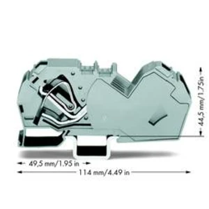 Průchodková svorka WAGO 785-601, osazení: L, pružinová svorka, 16 mm, šedá, 15 ks