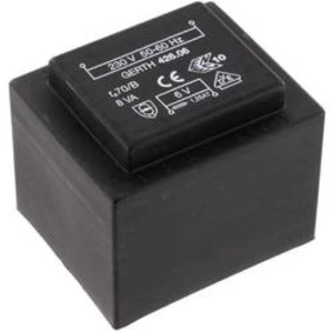 Transformátor do DPS Gerth EI 42/20, prim: 230 V, Sek: 2x 6 V, 666 mA, 8 VA