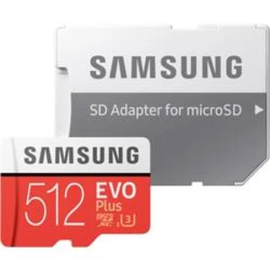 Paměťová karta microSDXC, 512 GB, Samsung EVO Plus, Class 10, UHS-I, UHS-Class 3, vč. SD adaptéru