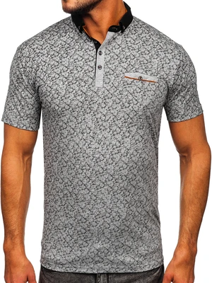 Tricou polo gri cu imprimeu Bolf 192419