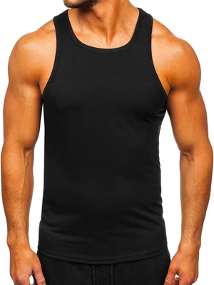 Tricou tank top fără imprimeu negru Bolf  99003