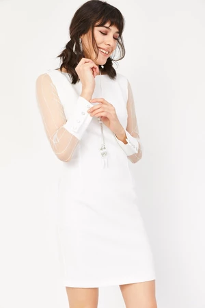 Lafaba Biała koronkowa mini ołówkowa sukienka