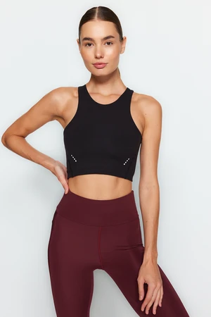 Trendyol Black Padded/Shapering Bedframe Sports Bra with Stitching and Reflective Print Detail