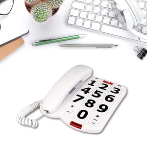 Elderly Telephone Big Button Telephone Large Number Redialing Corded Landline for Elderly Hands Free Corded Telephone