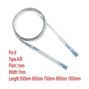 6Pin 1mm Pitch FFC FPC AWM 20624 80C 60V VW-1 FFC A+B Type Flat Flexible Cable 500mm 600mm 700mm 800mm 1000mm Width 7mm