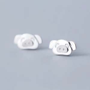 MloveAcc 925 Sterling Silver Jewelry Fashion Cute Tiny Pig Stud Earrings Gift For Girls Kids Lady
