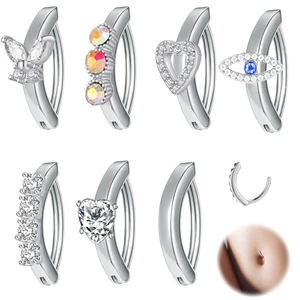 New fashion hot selling navel nail smooth stainless steel zircon butterfly men's navel ring piercing jewelry