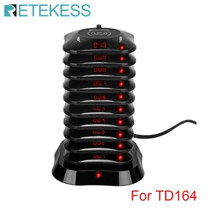 Retekess 10 Pcs Coaster Pager Receivers + 1 Charging Base For TD164 Wireless Calling System For Restaurant Cafe Shop Clinic