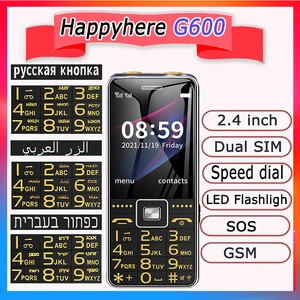 Happyhere G600 GSM Mobile phone 2.4" screen Dual Sim MP3 redcorder SOS speed dial LED Flashlight Russian Keyboard Mobile phone