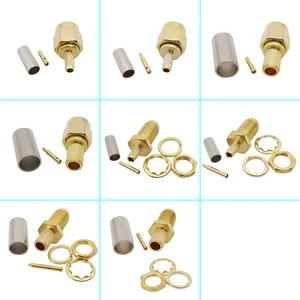 5Pcs SMA Male Female Plug / RP RF Coaxial Coax Connector Straight Gold-Plated Adapter Crimp For RG316 RG174 RG58 LMR195 LMR200