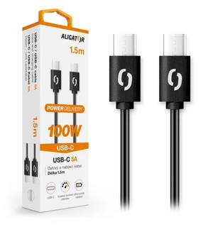 Datový kabel ALIGATOR POWER 100W, USB-C/USB-C, černá