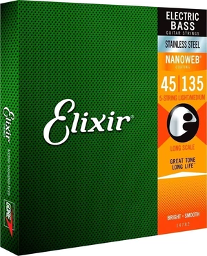 Elixir 14782 NanoWeb Light/Medium 45-135 Struny pre 5-strunovú basgitaru