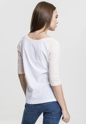 Women's 3/4 contrast raglan t-shirt wht/pink