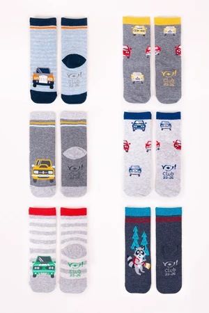 Yoclub Kids's Cotton Baby Socks Anti Skid Abs Patterns Colors 6-Pack SKC/STA/6PAK/BOY/001