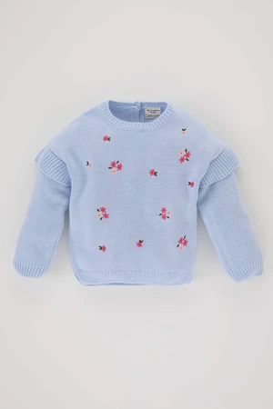 DEFACTO BabyGirl Regular Fit Flower Crew Neck Pullover