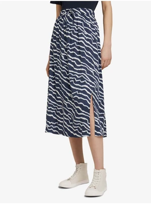 Dark Blue Women Patterned Midi Skirt Tom Tailor Denim - Women