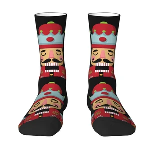 Harajuku Nutcracker Socks Women Men Warm 3D Print Cartoon Soldier Toy Christmas Gift Football Sports Crew Socks