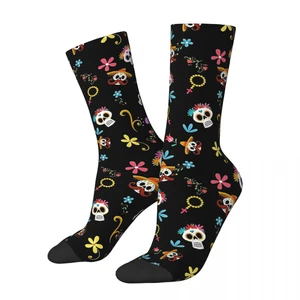 Vintage Original Dia De Los Muertos Men's Socks Sugar Skull Unisex Hip Hop Pattern Printed Funny Crew Sock Gift